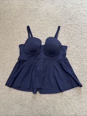 Navy Blue Women's swim top with Built-In Bra
